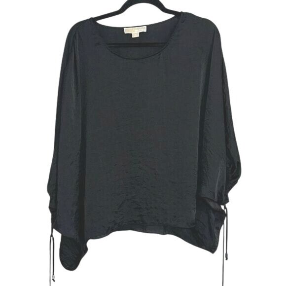 Michael Kors Black Oversized Batwing Top W/ Drawstring Sleeves M - Picture 1 of 10